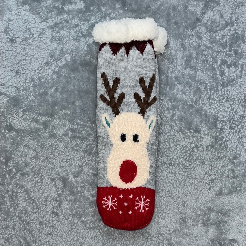 NWOT Reindeer Sherpa Lined Slipper Socks